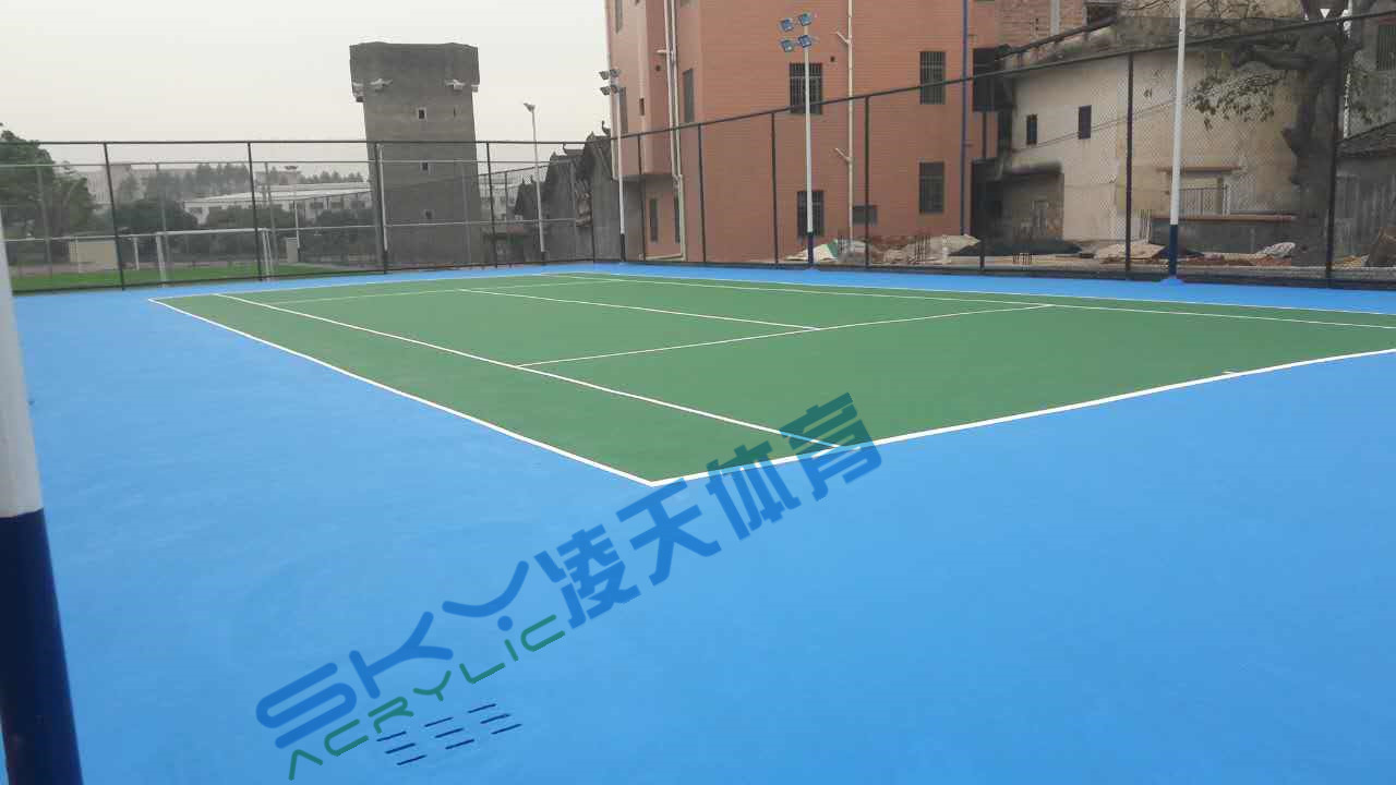 丙烯酸球场成品 丙烯酸球场案例:广州市增城石迳村丙烯酸网球